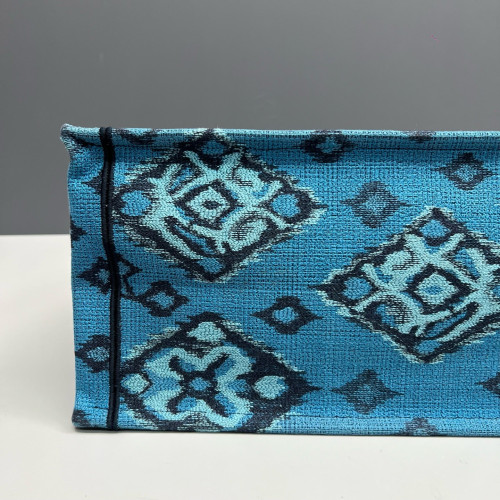 Dior Embroidered Large Book Tote Canvas Blue Beige Navy Dior Embroidered Large Book Tote Canvas Blue Beige Navy