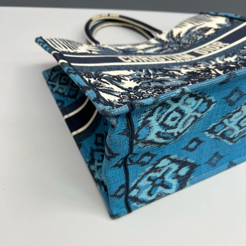 Dior Embroidered Large Book Tote Canvas Blue Beige Navy Dior Embroidered Large Book Tote Canvas Blue Beige Navy
