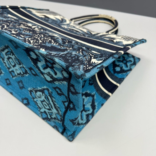 Dior Embroidered Large Book Tote Canvas Blue Beige Navy Dior Embroidered Large Book Tote Canvas Blue Beige Navy