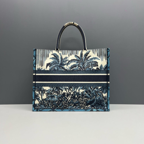 Dior Embroidered Large Book Tote Canvas Blue Beige Navy Dior Embroidered Large Book Tote Canvas Blue Beige Navy