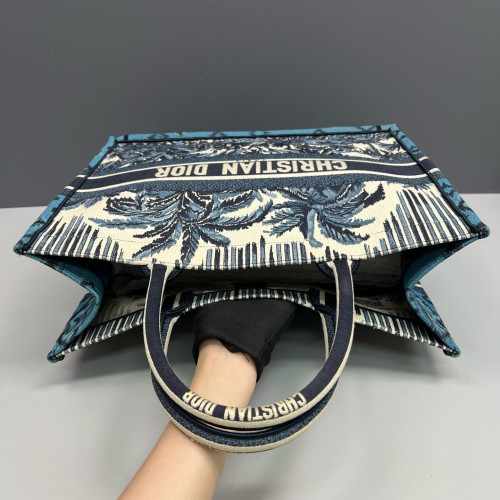 Dior Embroidered Large Book Tote Canvas Blue Beige Navy Dior Embroidered Large Book Tote Canvas Blue Beige Navy