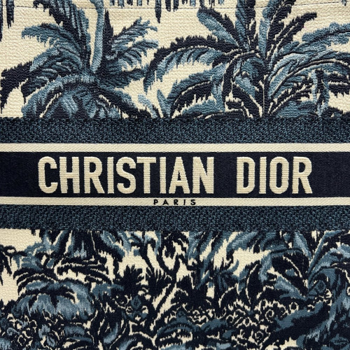 Dior Embroidered Large Book Tote Canvas Blue Beige Navy Dior Embroidered Large Book Tote Canvas Blue Beige Navy