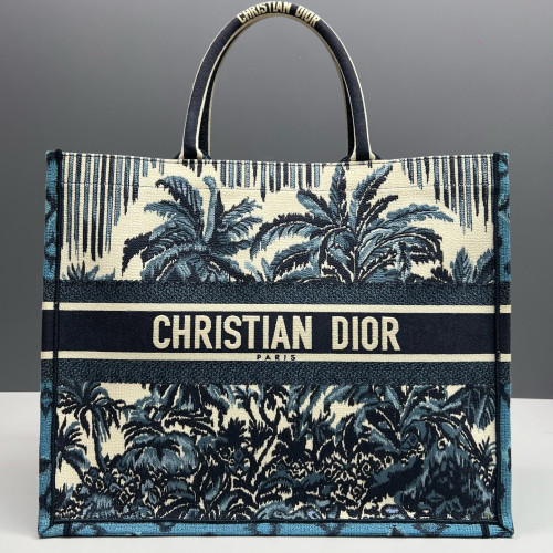 Dior Embroidered Large Book Tote Canvas Blue Beige Navy Dior Embroidered Large Book Tote Canvas Blue Beige Navy