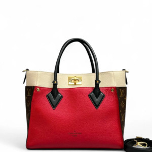 Louis Vuitton On My Side MM Calfskin Red White Brown