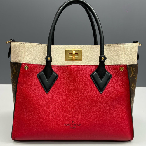 Louis Vuitton On My Side MM Calfskin Red White Brown