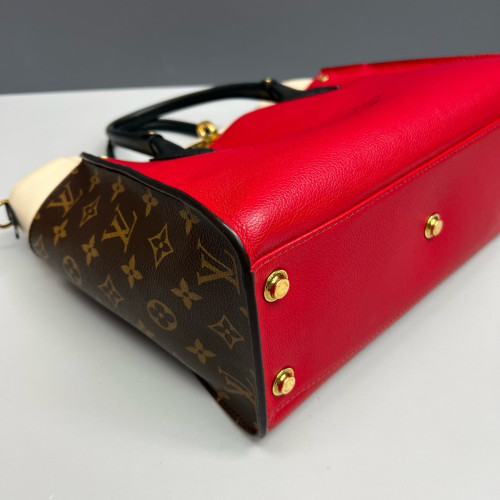 Louis Vuitton On My Side MM Calfskin Red White Brown