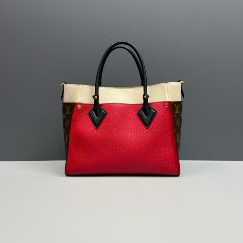 Louis Vuitton On My Side MM Calfskin Red White Brown