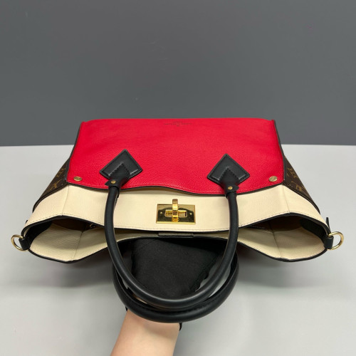 Louis Vuitton On My Side MM Calfskin Red White Brown