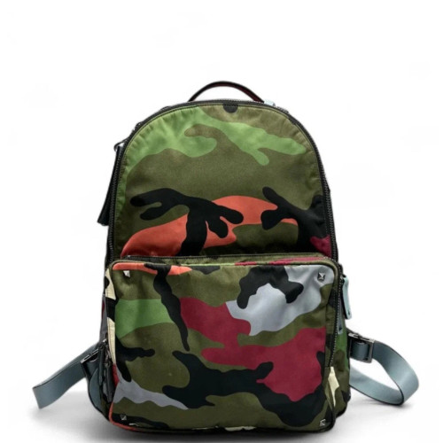 Valentino Rockstud Backpack Nylon Green Black Red Valentino Rockstud Backpack Nylon Green Black Red