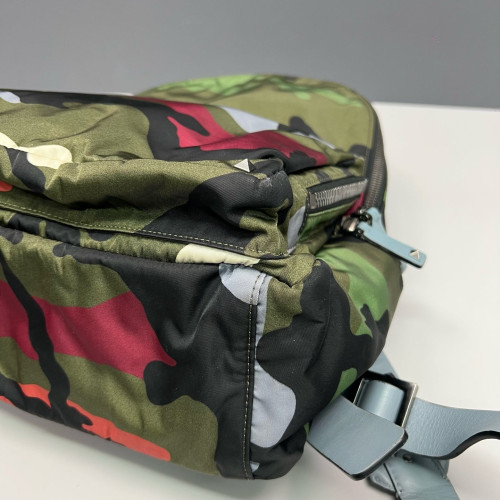 Valentino Rockstud Backpack Nylon Green Black Red Valentino Rockstud Backpack Nylon Green Black Red
