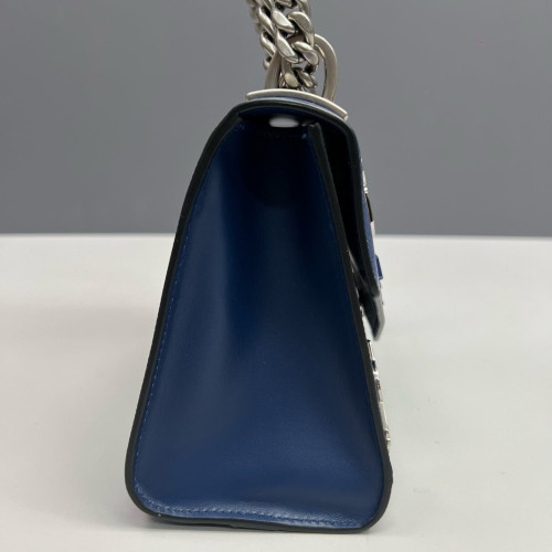 Prada Robot Patches Flap Bag Saffiano Calfskin Blue