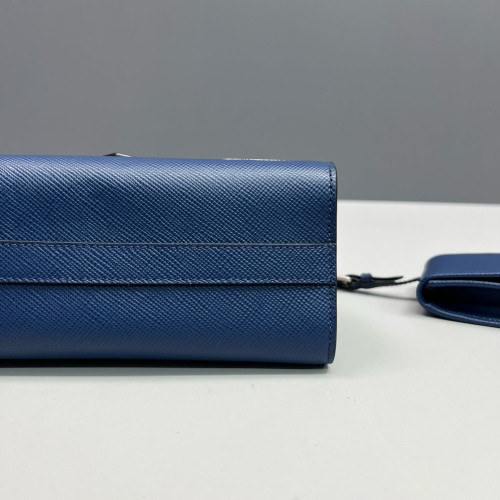 Prada Robot Patches Flap Bag Saffiano Calfskin Blue