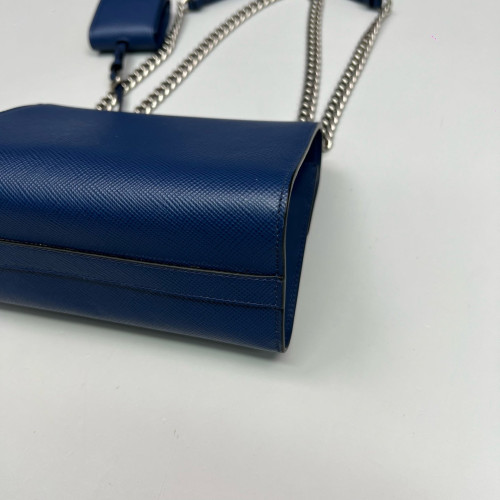 Prada Robot Patches Flap Bag Saffiano Calfskin Blue