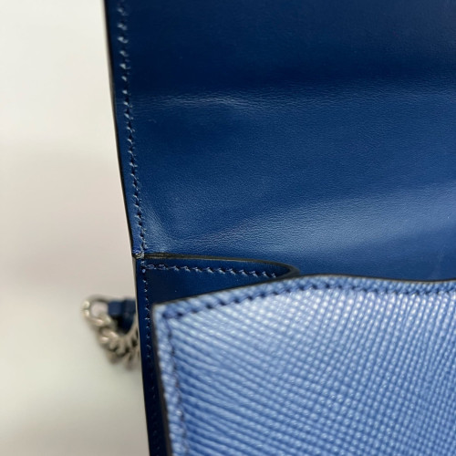 Prada Robot Patches Flap Bag Saffiano Calfskin Blue