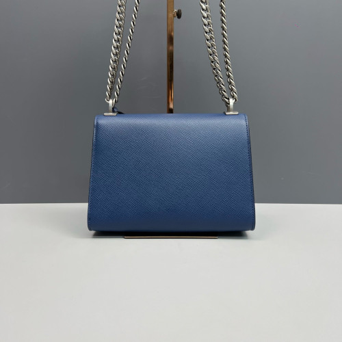 Prada Robot Patches Flap Bag Saffiano Calfskin Blue
