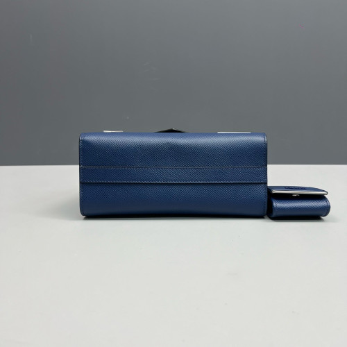 Prada Robot Patches Flap Bag Saffiano Calfskin Blue