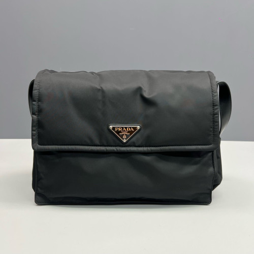 Prada Padded Large Flap Nylon Vela Black