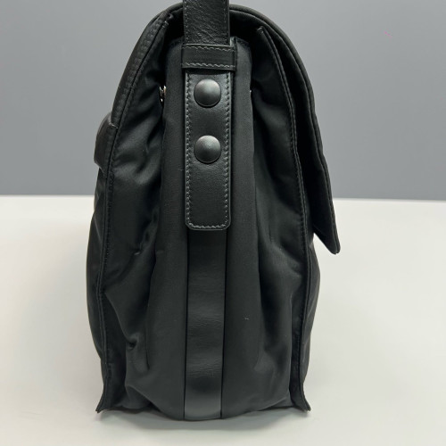Prada Padded Large Flap Nylon Vela Black