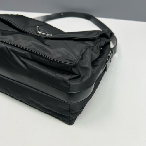 Prada Padded Large Flap Nylon Vela Black