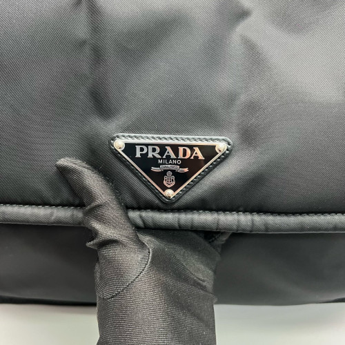 Prada Padded Large Flap Nylon Vela Black