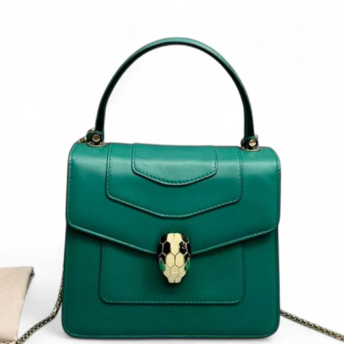 Bvlgari Small Serpenti Forever Top Handle Bag Smooth Calfskin Green
