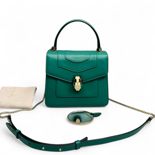 Bvlgari Small Serpenti Forever Top Handle Bag Smooth Calfskin Green