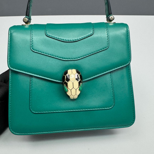 Bvlgari Small Serpenti Forever Top Handle Bag Smooth Calfskin Green