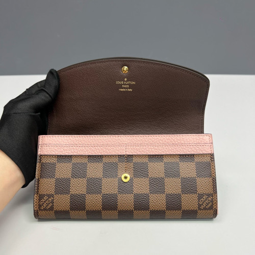 Louis Vuitton Emilie Wallet Damier Ebene Brown Pink Louis Vuitton Emilie Wallet Damier Ebene Brown Pink