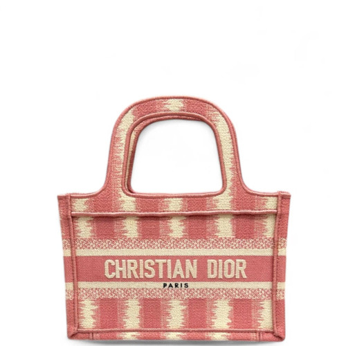 Dior Mini Book Tote Canvas Pink Beige