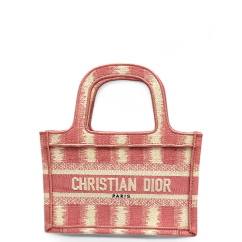 Dior Mini Book Tote Canvas Pink Beige