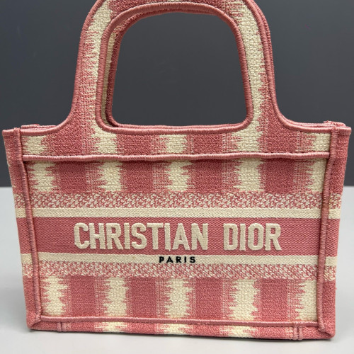 Dior Mini Book Tote Canvas Pink Beige