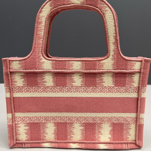 Dior Mini Book Tote Canvas Pink Beige
