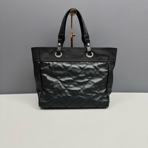 Chanel Quilted Paris-Biarritz Tote GM Calfskin Canvas Black Chanel Quilted Paris-Biarritz Tote GM Calfskin Canvas Black