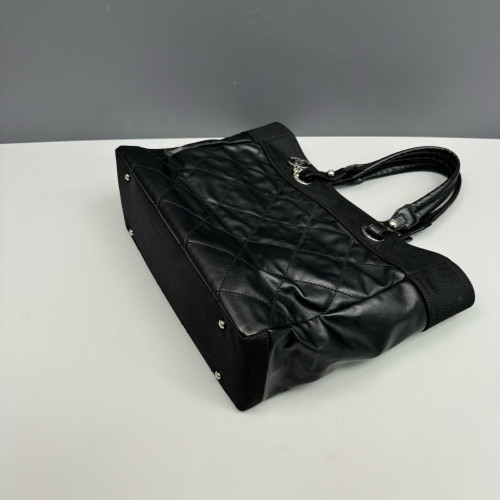 Chanel Quilted Paris-Biarritz Tote GM Calfskin Canvas Black Chanel Quilted Paris-Biarritz Tote GM Calfskin Canvas Black