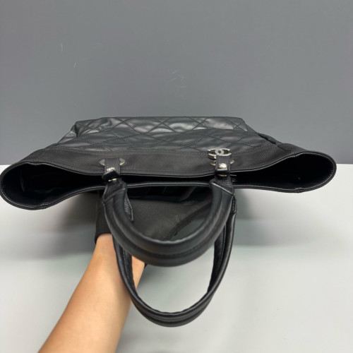Chanel Quilted Paris-Biarritz Tote GM Calfskin Canvas Black Chanel Quilted Paris-Biarritz Tote GM Calfskin Canvas Black