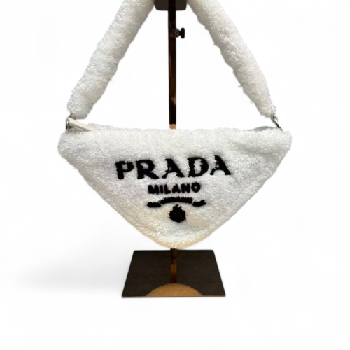 Prada Triangle Bag Faux Fur White Prada Triangle Bag Faux Fur White