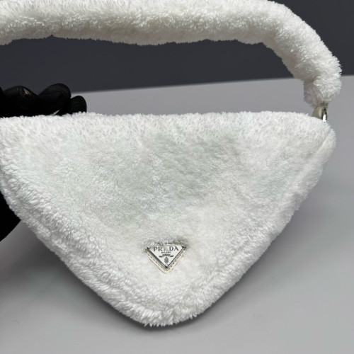 Prada Triangle Bag Faux Fur White Prada Triangle Bag Faux Fur White