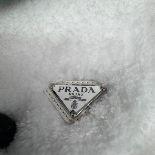 Prada Triangle Bag Faux Fur White Prada Triangle Bag Faux Fur White