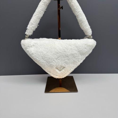 Prada Triangle Bag Faux Fur White Prada Triangle Bag Faux Fur White
