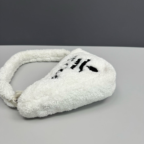 Prada Triangle Bag Faux Fur White Prada Triangle Bag Faux Fur White