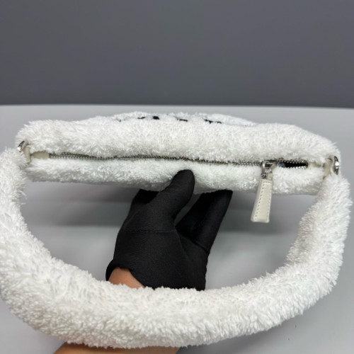 Prada Triangle Bag Faux Fur White Prada Triangle Bag Faux Fur White