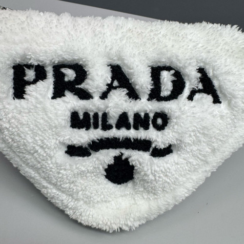 Prada Triangle Bag Faux Fur White Prada Triangle Bag Faux Fur White