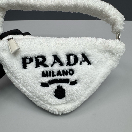 Prada Triangle Bag Faux Fur White Prada Triangle Bag Faux Fur White