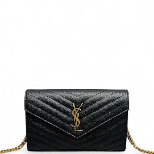 Yves Saint Laurent Envelope Wallet On Chain Shiny Caviar Calfskin Black Yves Saint Laurent Envelope Wallet On Chain Shiny Caviar Calfskin Black