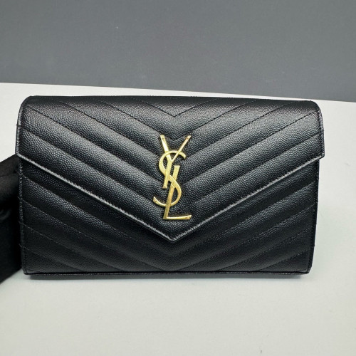 Yves Saint Laurent Envelope Wallet On Chain Shiny Caviar Calfskin Black Yves Saint Laurent Envelope Wallet On Chain Shiny Caviar Calfskin Black