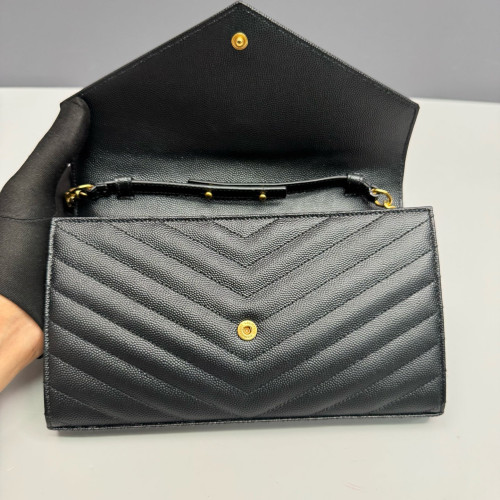 Yves Saint Laurent Envelope Wallet On Chain Shiny Caviar Calfskin Black Yves Saint Laurent Envelope Wallet On Chain Shiny Caviar Calfskin Black