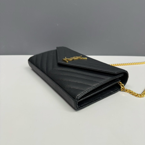 Yves Saint Laurent Envelope Wallet On Chain Shiny Caviar Calfskin Black Yves Saint Laurent Envelope Wallet On Chain Shiny Caviar Calfskin Black