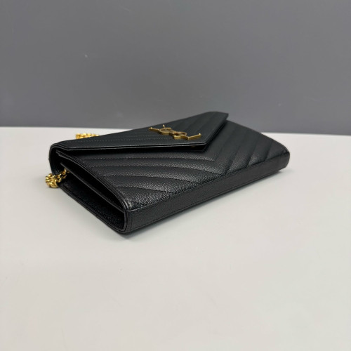 Yves Saint Laurent Envelope Wallet On Chain Shiny Caviar Calfskin Black Yves Saint Laurent Envelope Wallet On Chain Shiny Caviar Calfskin Black