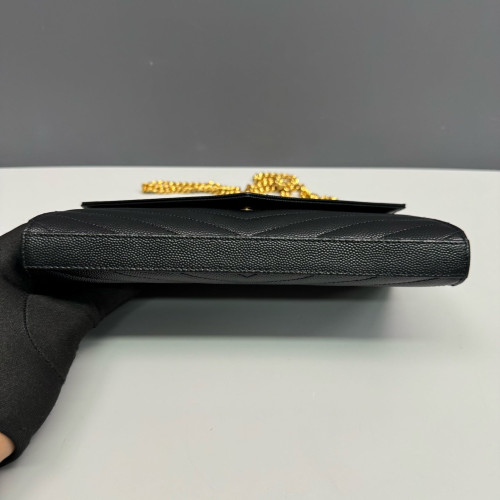 Yves Saint Laurent Envelope Wallet On Chain Shiny Caviar Calfskin Black Yves Saint Laurent Envelope Wallet On Chain Shiny Caviar Calfskin Black