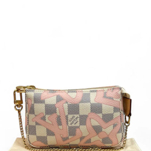 Louis Vuitton Mini Pochette Accessories Damier Azur White Pink